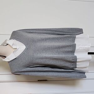 Lightweight gray and white sweater shirt